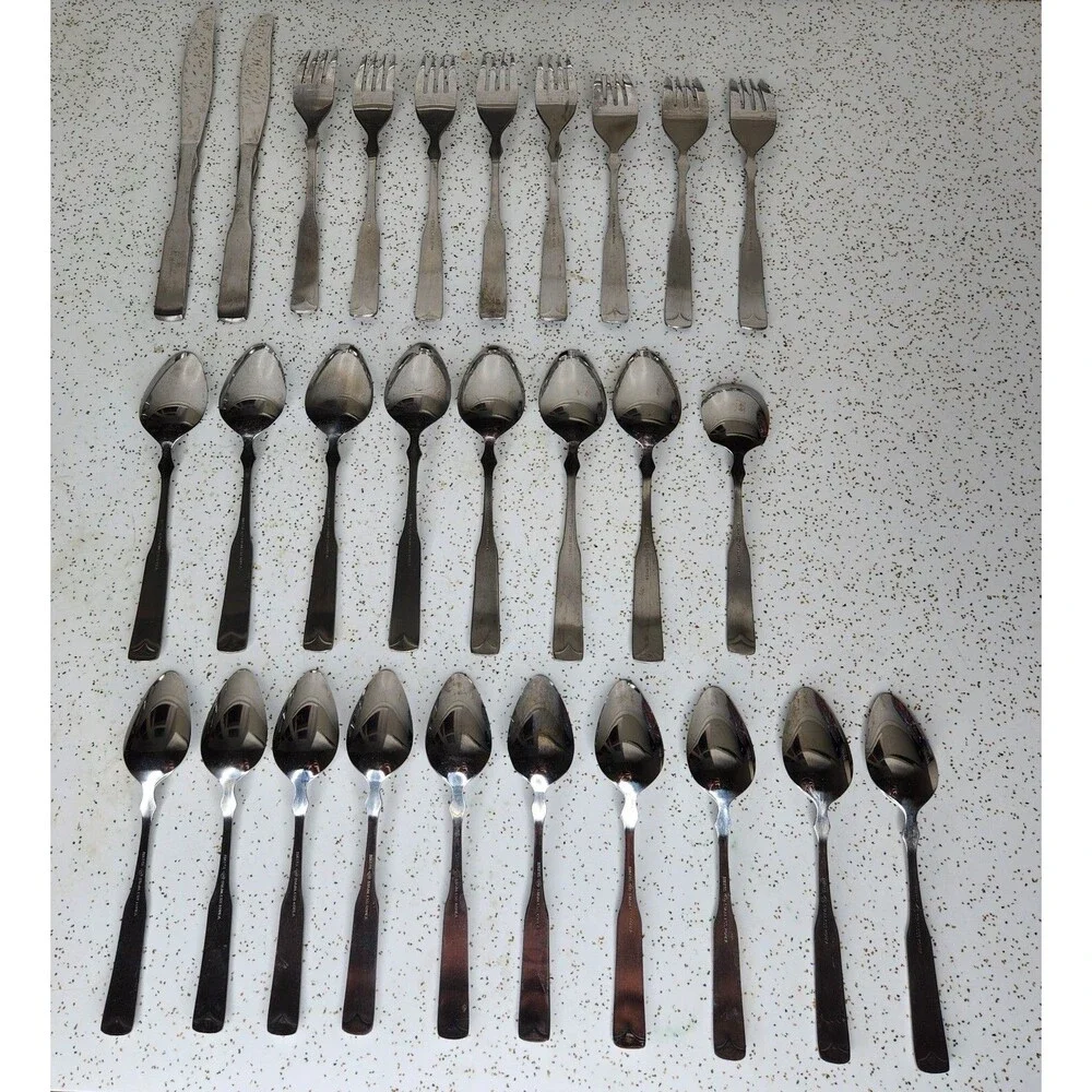 28 Pcs Stanley Roberts Rogers Stainless Steel Flatware Korea Olde Boston